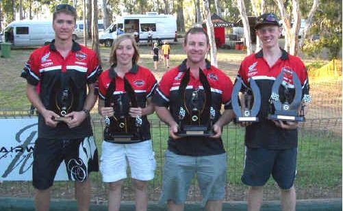 Matt Druitt, Prue Maeyke, Ross Spencer and Shannon Mason with the spoils. Matt Druitt, Prue Maeyke, Ross Spencer and Shannon Mason with the spoils.